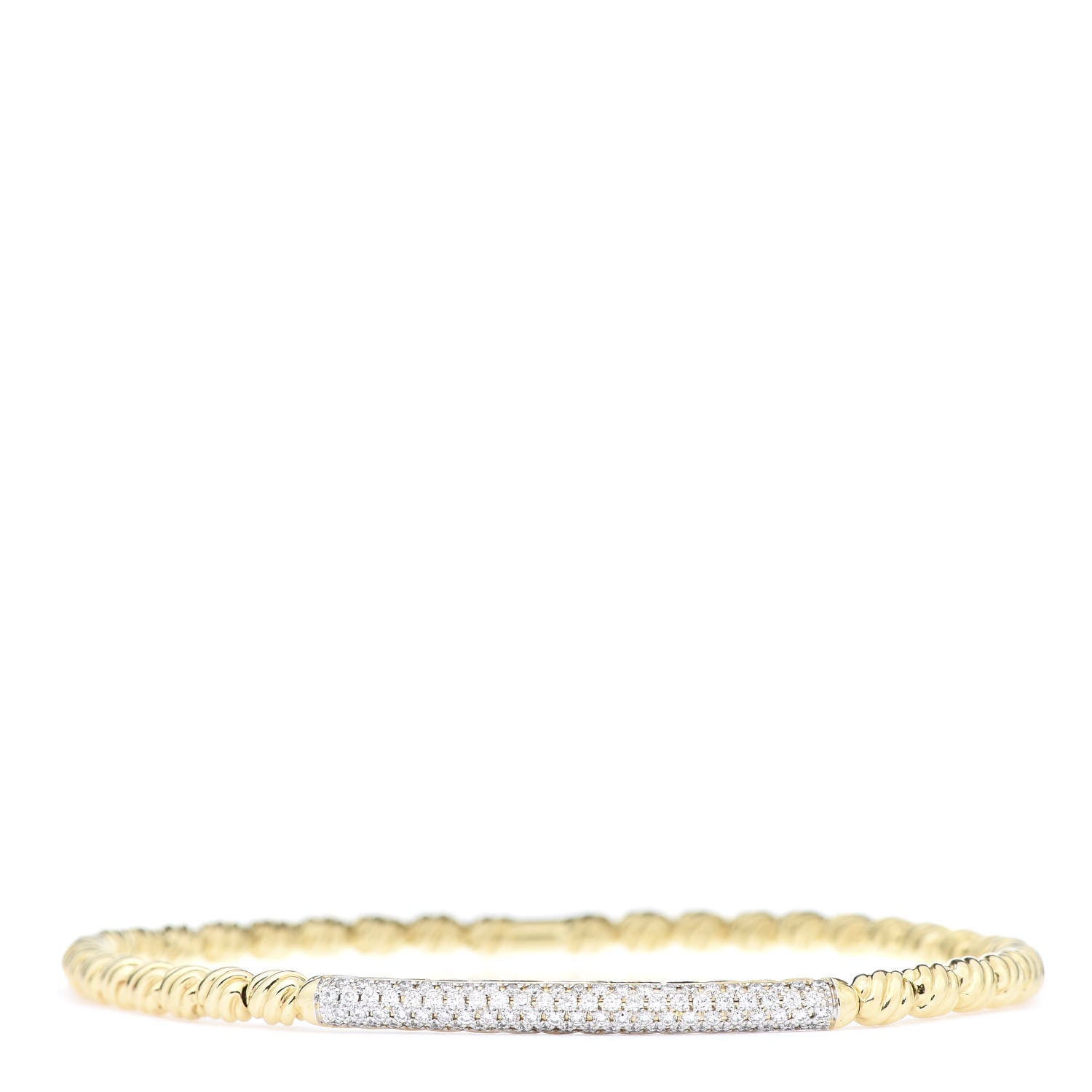 David Yurman 18K Yellow Gold Diamond Petite Pave Flex Bracelet 1 of 5