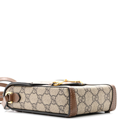 Gucci GG Supreme Monogram Mini Horsebit 1955 Crossbody Bag Beige Brown Sugar 4 of 14