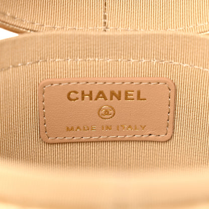 Chanel Metallic Lambskin Quilted Round Mini Vanity Case With Chain Gold 6 of 11