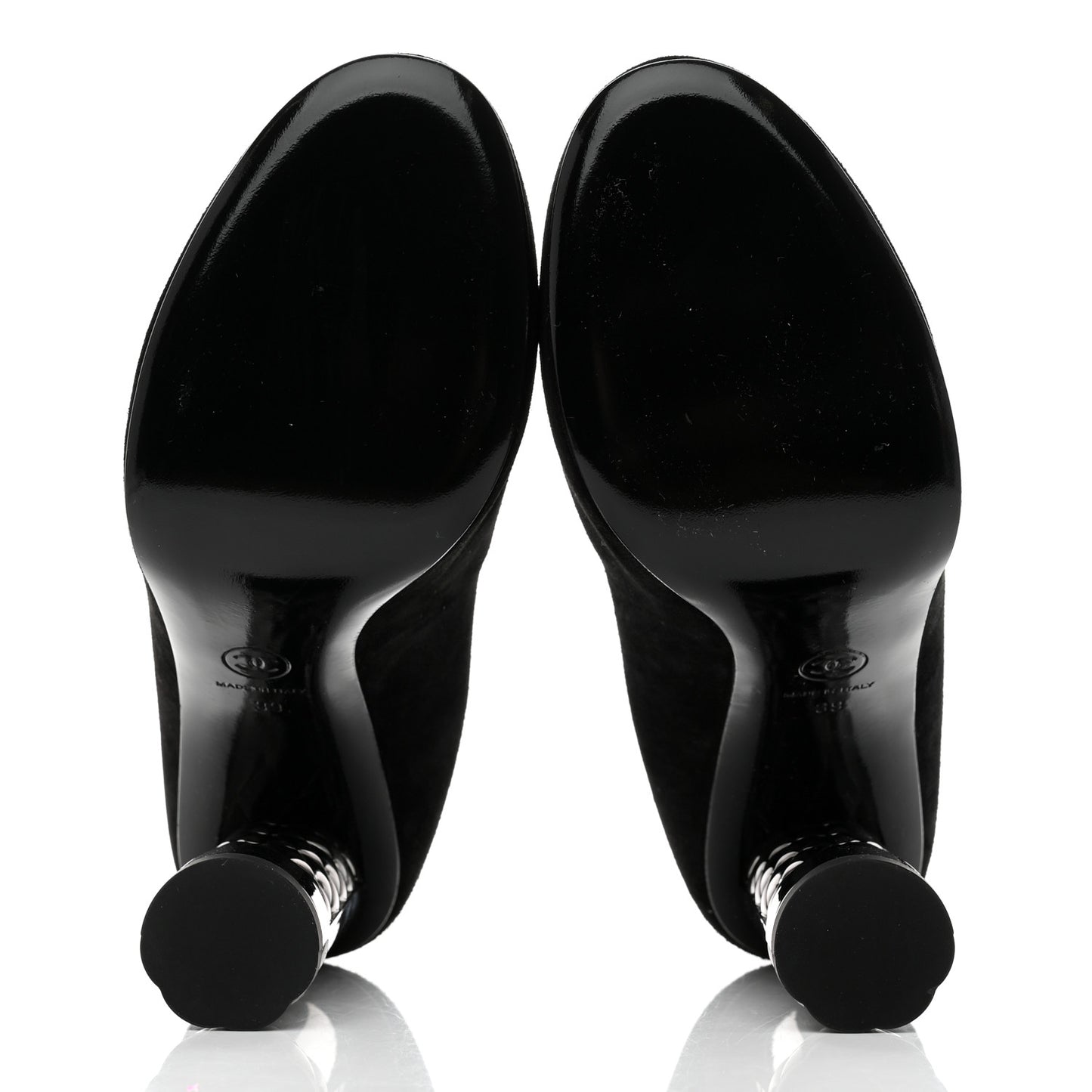 Suede Calfskin CC Pumps 39 Black