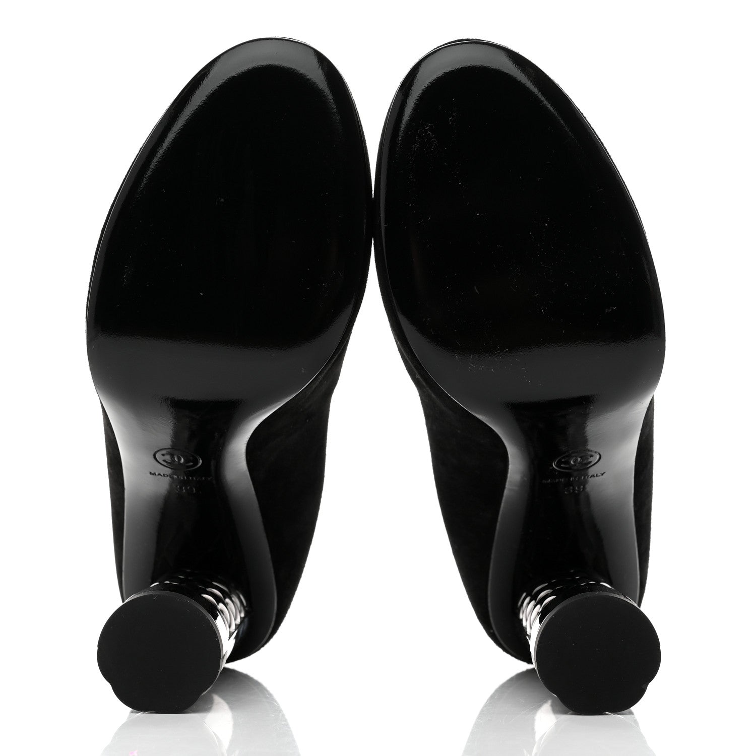 Chanel Suede Calfskin CC Pumps 39 Black 5 of 8