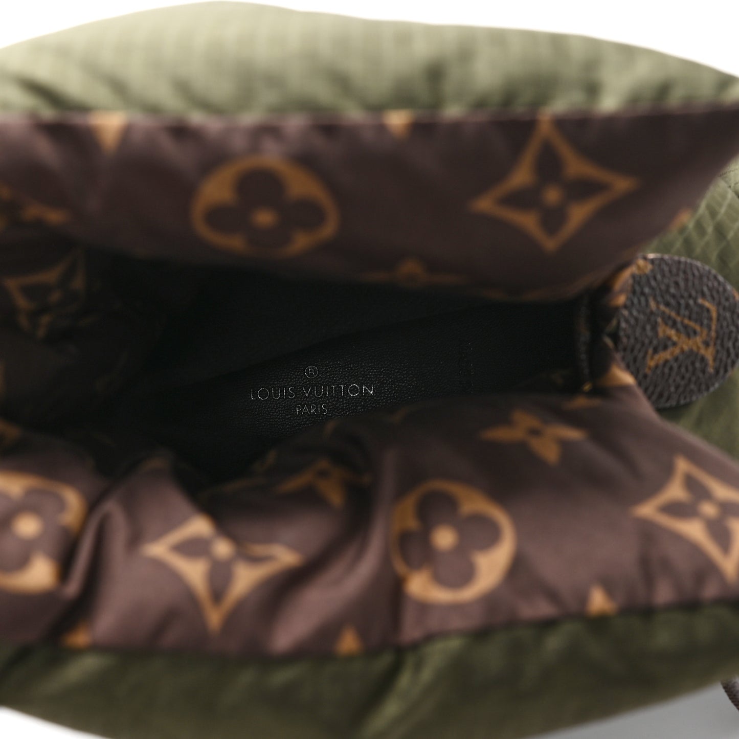 Nylon Monogram Pillow Comfort Ankle Boot 37 Khaki