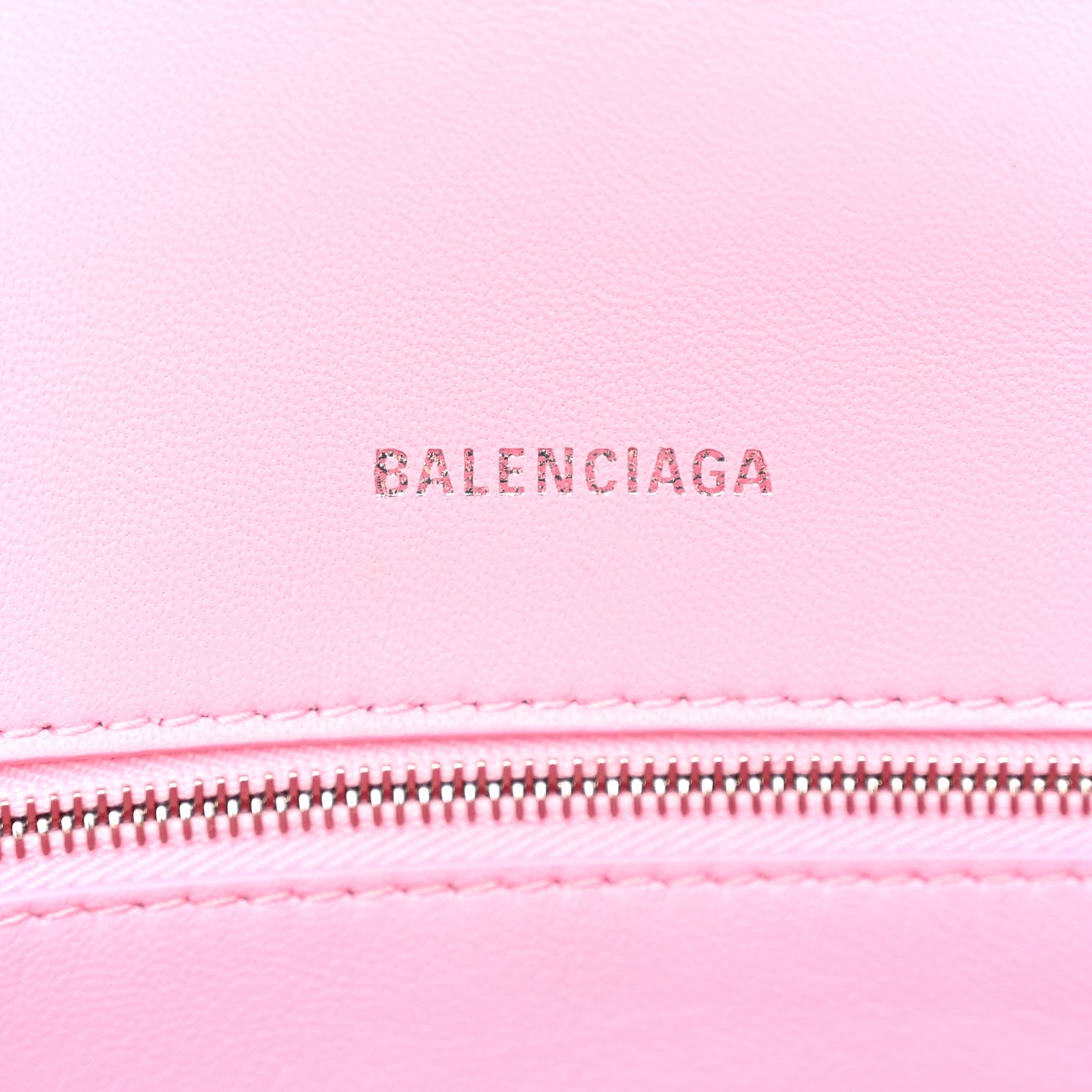 Balenciaga Semi Shiny Calfskin Crocodile Embossed Small Hourglass Top Handle Bag Pink 6 of 10