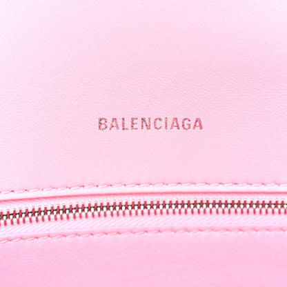 Balenciaga Semi Shiny Calfskin Crocodile Embossed Small Hourglass Top Handle Bag Pink 6 of 10