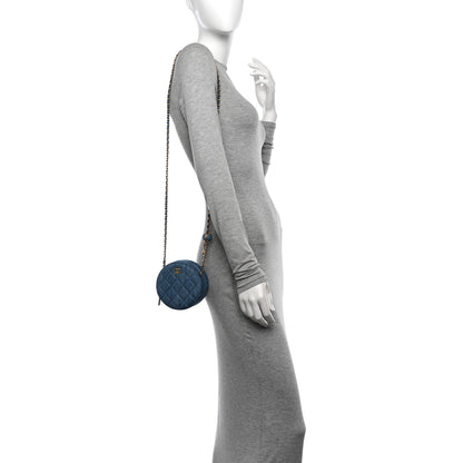 Chanel Denim Quilted Round Pearl Crush Clutch With Chain Blue 2 of 11