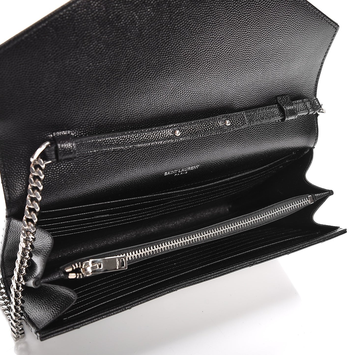 Grain De Poudre Matelasse Chevron Monogram Chain Wallet Black