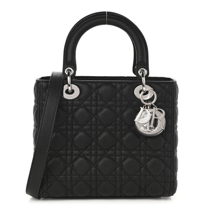 Christian Dior Grained Calfskin Cannage Medium Lady Dior Black 1 of 11