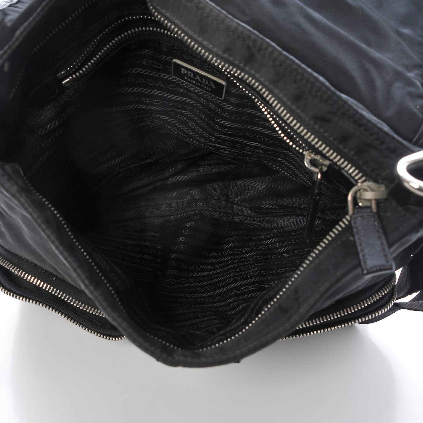 Nylon Vela Front Pocket Messenger Bag Black