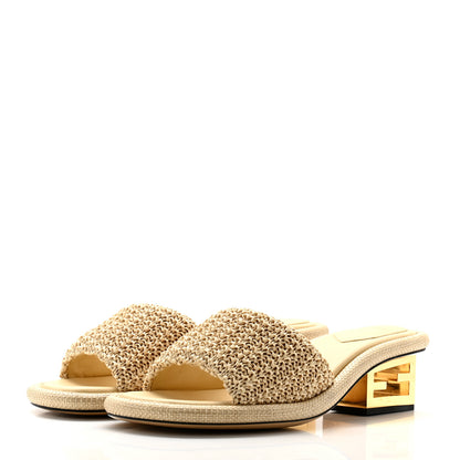 Fendi Raffia Intreccio Baguette 60mm Slide Sandals 38 Paglia 3 of 8