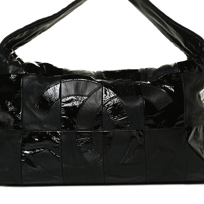 Chanel Lambskin Patent Calfskin Brooklyn Patchwork Hobo Black 7 of 15