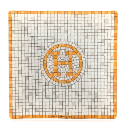 Hermes Porcelain Mosaique Au 24 Square Plate N°1 Gold 1 of 5