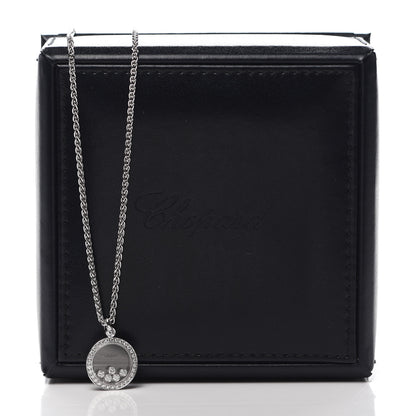 Chopard 18K White Gold Diamond 5 Happy Diamonds Circle Pendant Necklace 6 of 6
