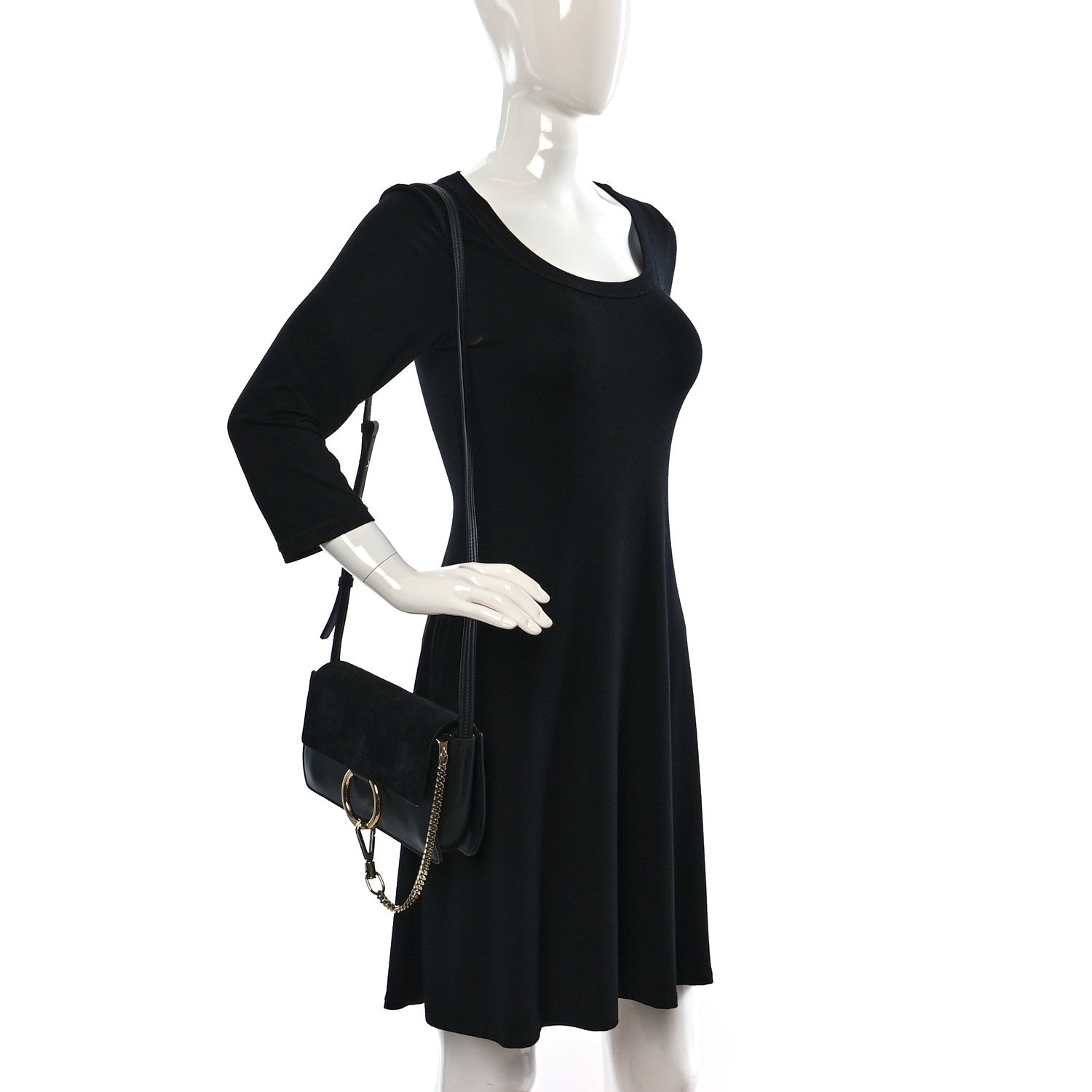Chloe Suede Calfskin Small Faye Shoulder Bag Black 2 of 10