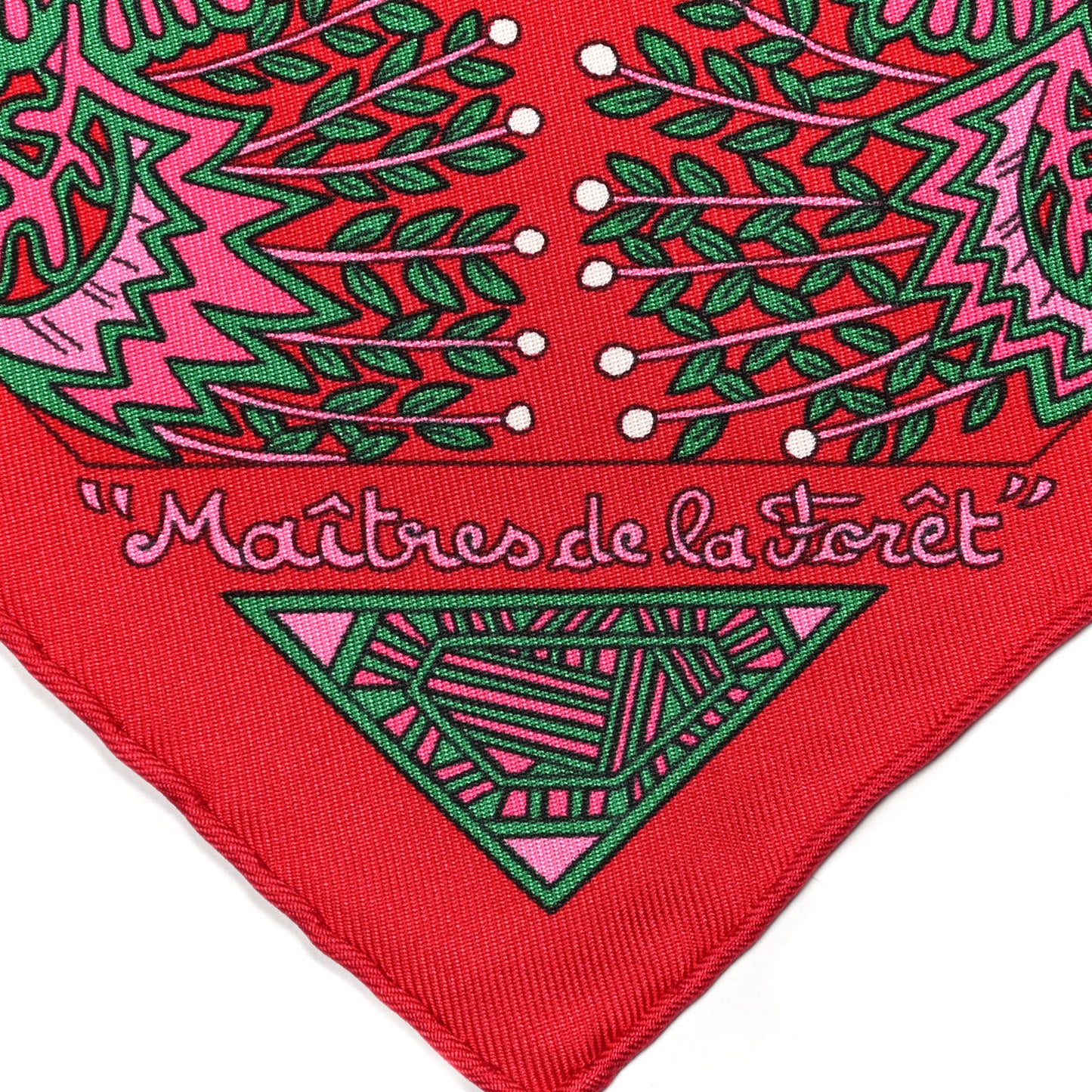 Silk Maitre de la Foret Scarf 90 Rouge Vert Fuchsia