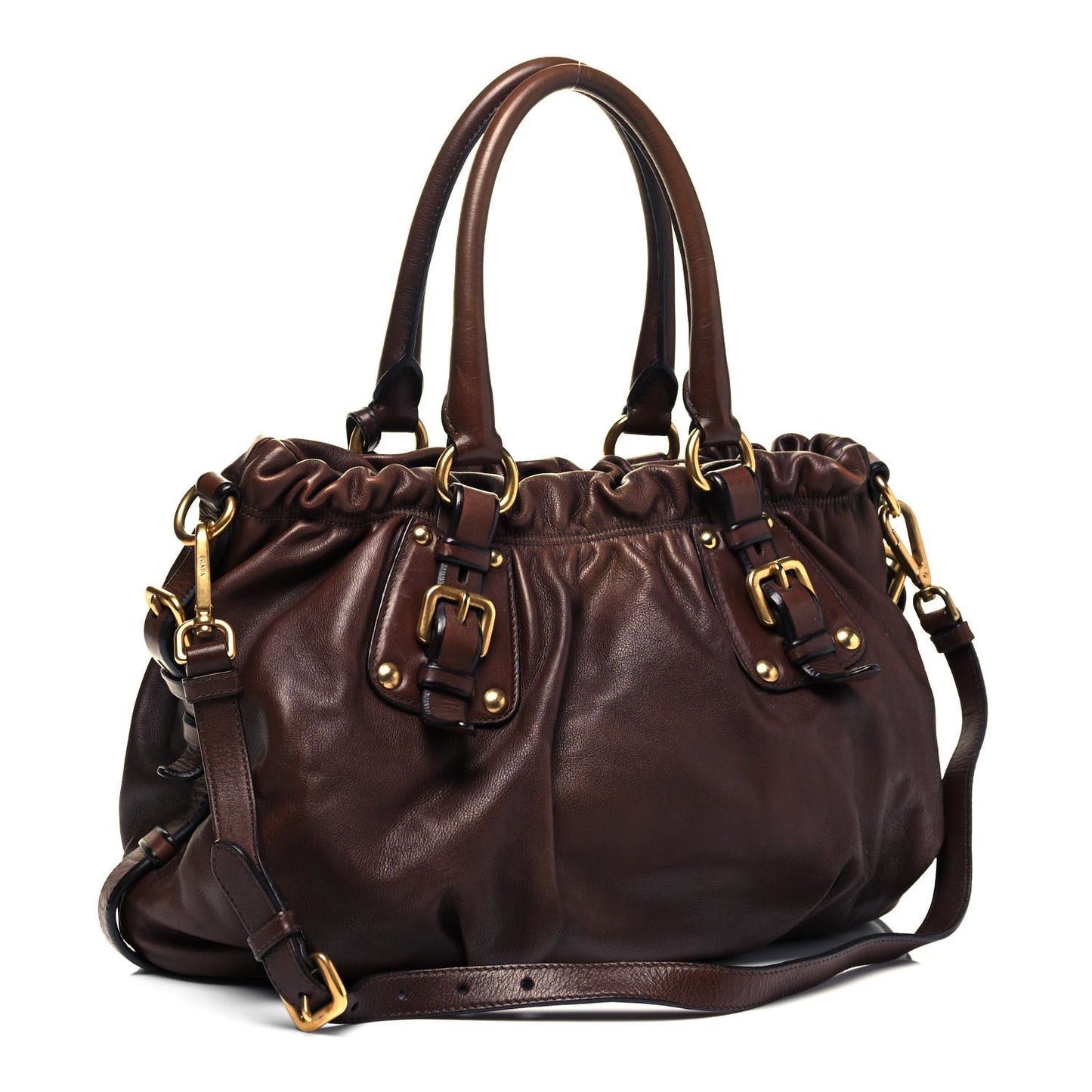 Soft Calf Pleated Hobo Nocciolo