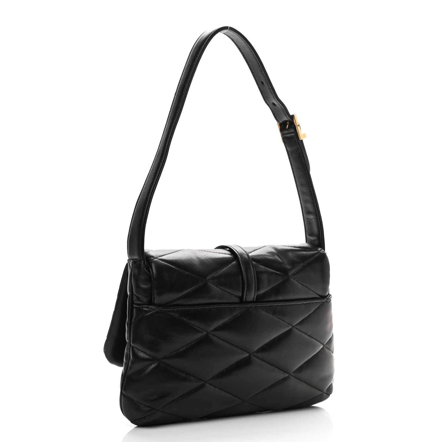 Saint Laurent Lambskin Quilted Le 57 Diamond Shoulder Bag Black 3 of 11