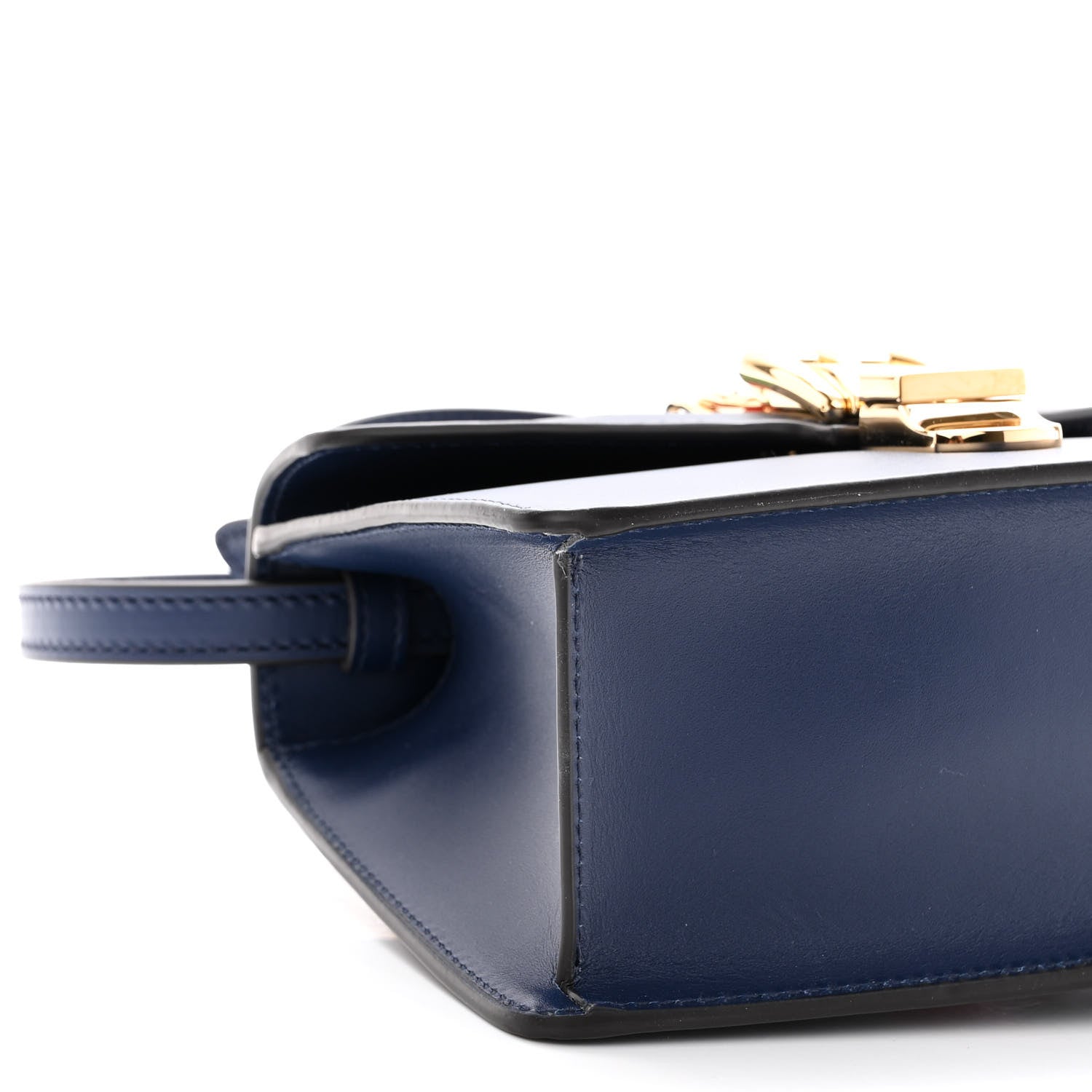 Gucci Vitello Fontanella Web Mini Sylvie Top Handle Bag Blue Agata 9 of 10