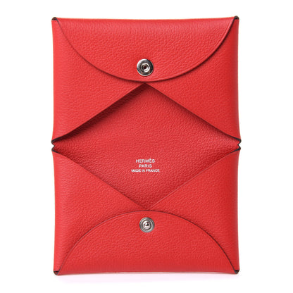 Hermes Evercolor Calvi Card Case Rouge De Coeur 5 of 10