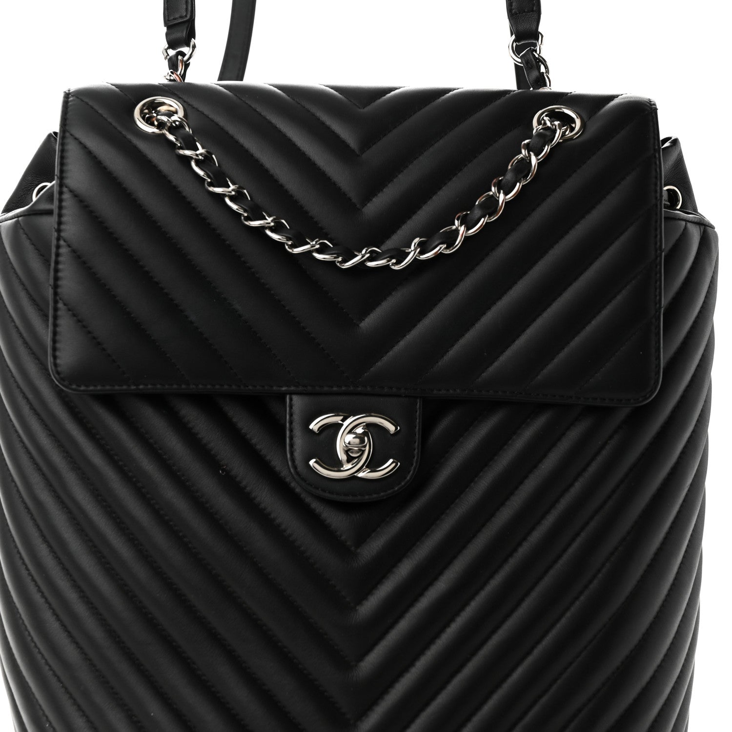 Chanel Calfskin Chevron Quilted Large Urban Spirit Backpack Black 8 of 10