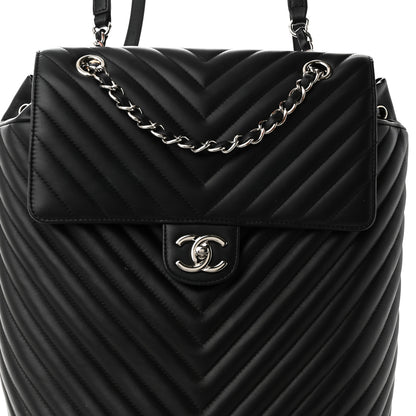 Chanel Calfskin Chevron Quilted Large Urban Spirit Backpack Black 8 of 10