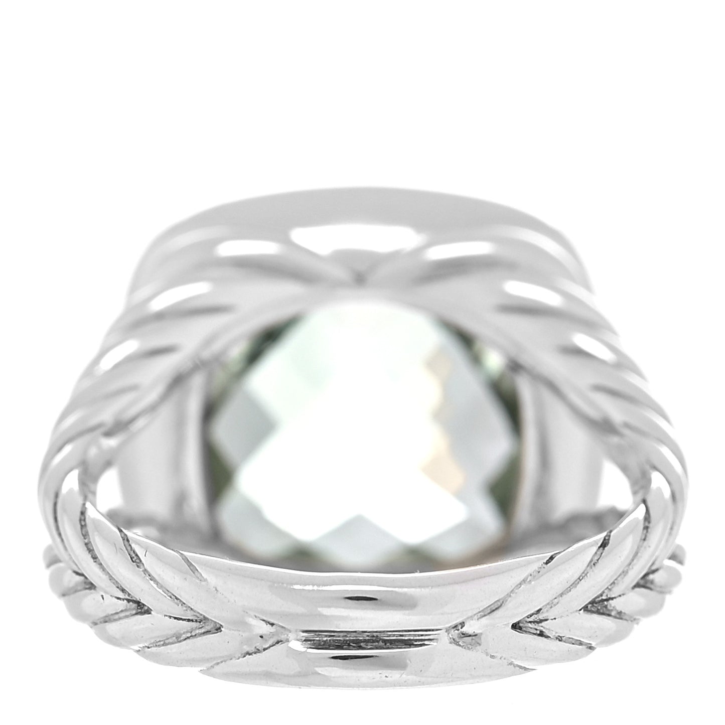 Sterling Silver Diamond Prasiolite 14mm Albion Ring 59 8.75