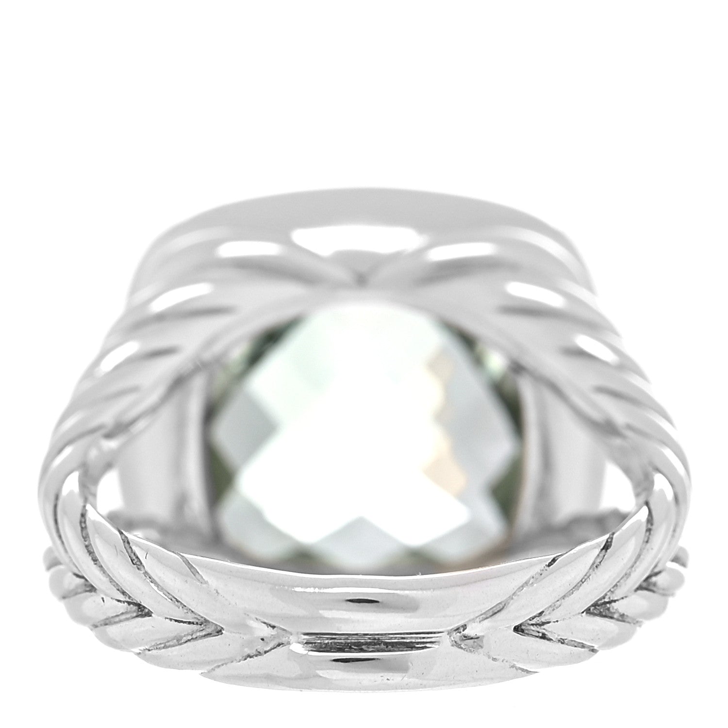 David Yurman Sterling Silver Diamond Prasiolite 14mm Albion Ring 59 8.75 4 of 5