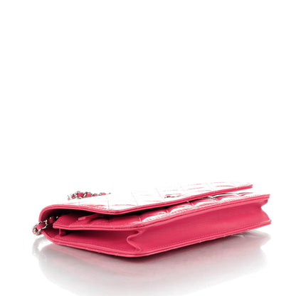 Chanel Patent Quilted Wallet On Chain WOC Pink 5 of 10