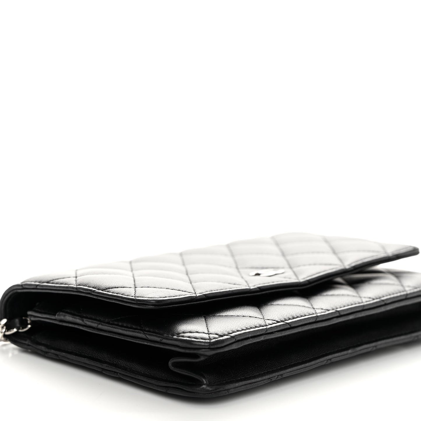 Lambskin Quilted Wallet On Chain WOC Black
