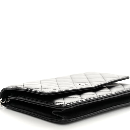 Chanel Lambskin Quilted Wallet On Chain WOC Black 10 of 12