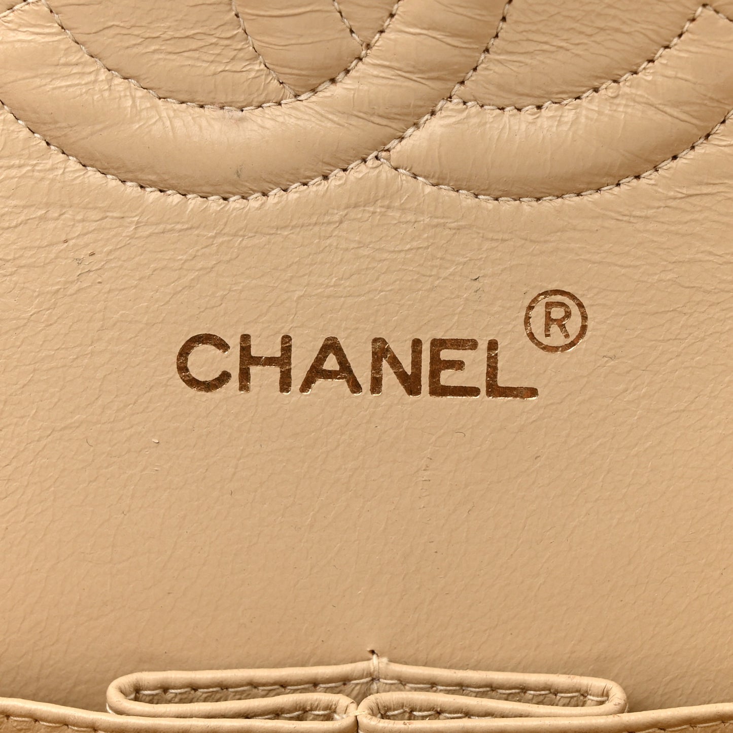 Lambskin Quilted Medium Double Flap Beige