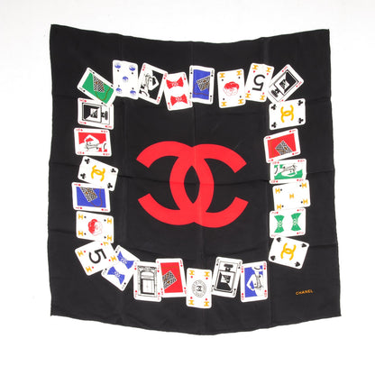 Chanel Silk Iconic Symbol Cards Scarf Black 2 of 3