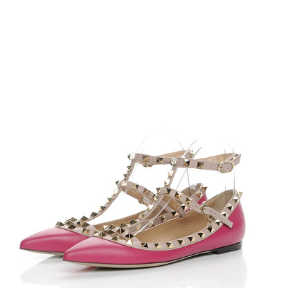 Valentino Garavani Calfskin Nappa Rockstud Cage Ballerina Flats 37 Deep Cyclamin Poudre 3 of 8