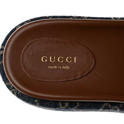 Gucci New Denim GG Monogram Angelina Platform 55mm Slide Sandals 39 Blue Tea 6 of 8