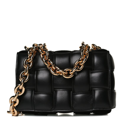 Bottega Veneta Lambskin Maxi Intreccio Padded Chain Cassette Crossbody Bag Black 1 of 13