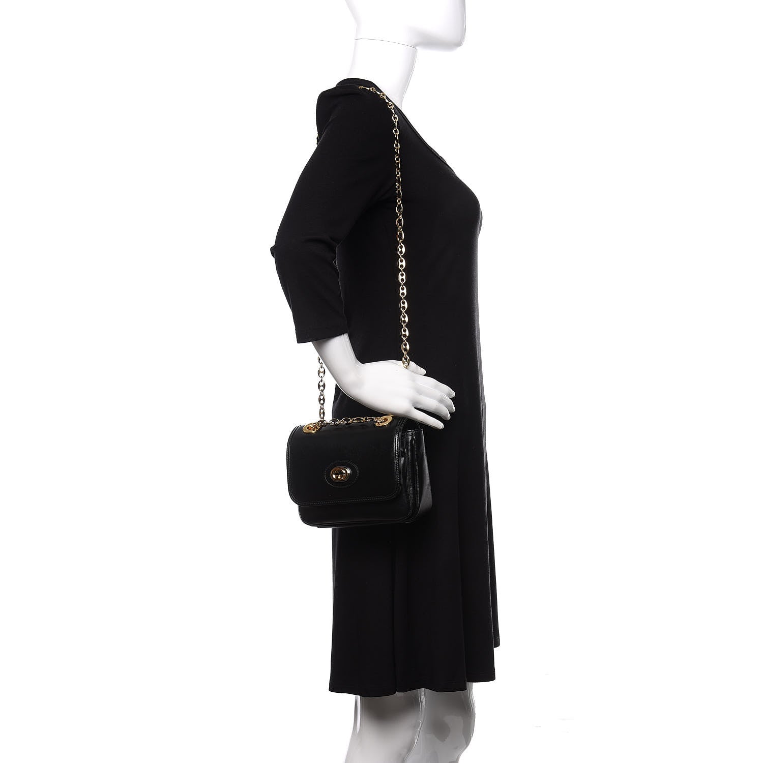 Gucci Azalea Calfskin Mini Marina Chain Shoulder Bag Black 1 of 10
