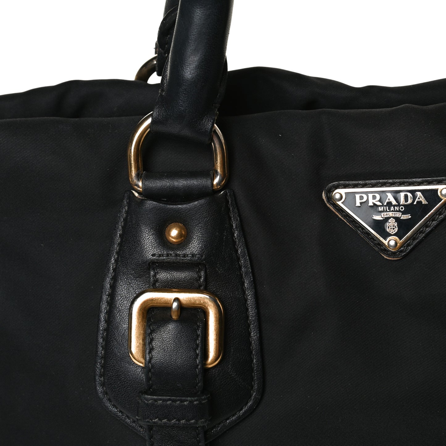 Tessuto Nylon City Calfskin Shoulder Bag Black