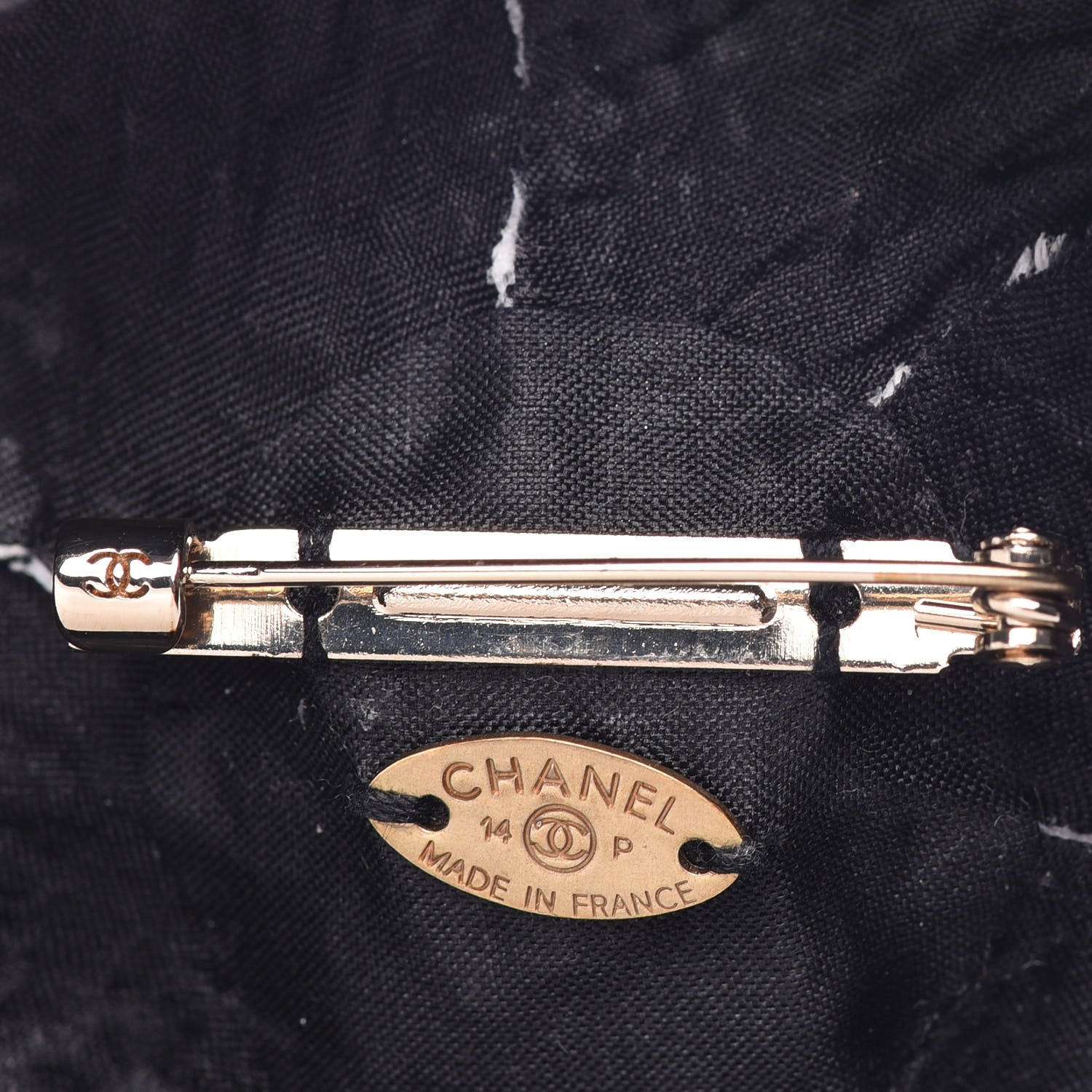 Chanel Tweed Pearl Camellia Brooch Black White Grey 5 of 6