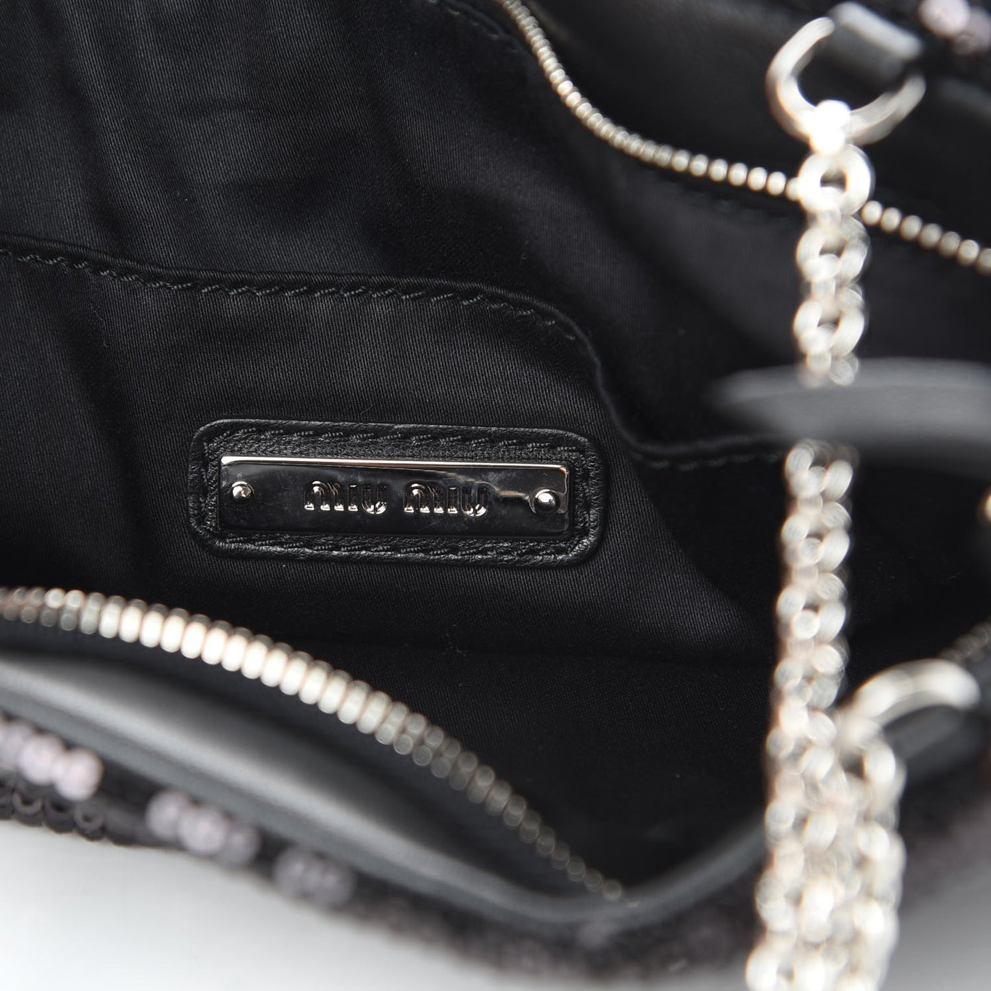 Paillettes Sequin Chain Shopping Bag Black