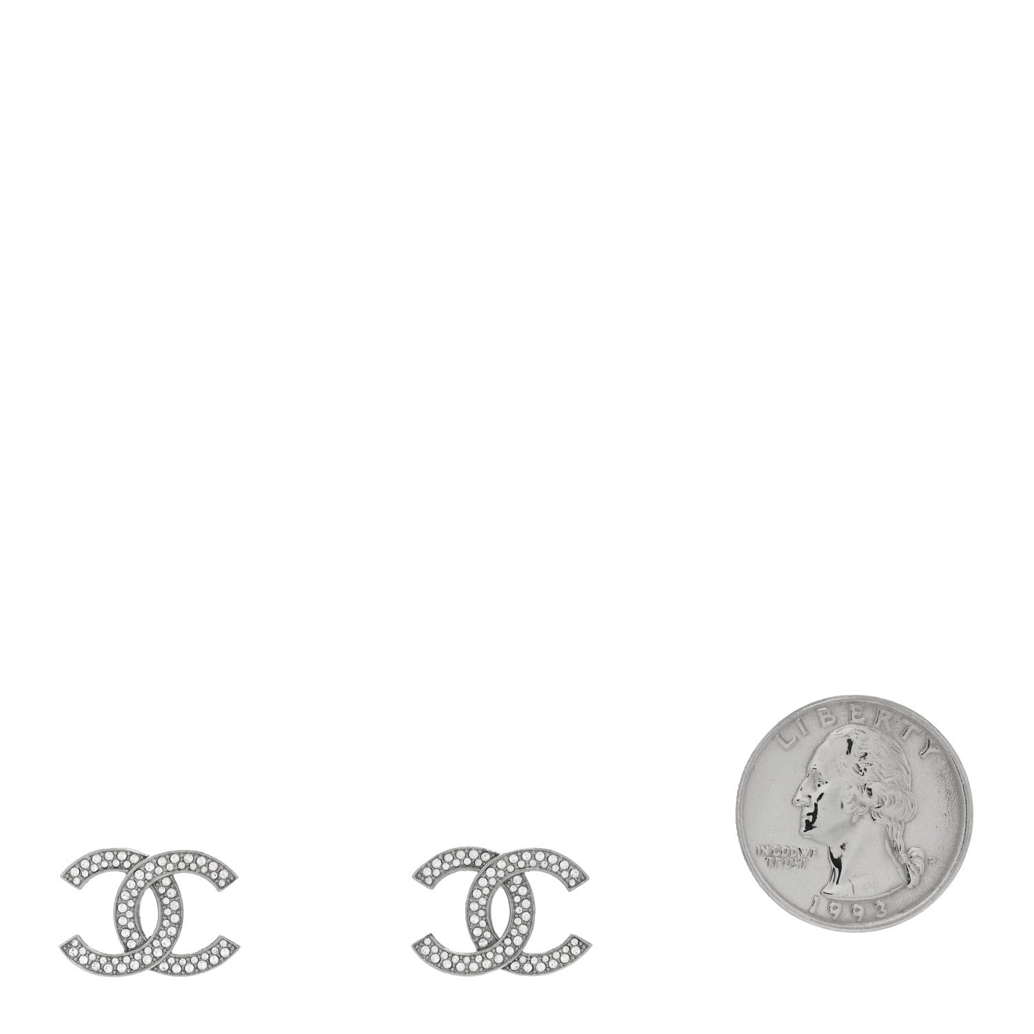 Chanel Crystal Palais Garnier CC Earrings Silver 2 of 4