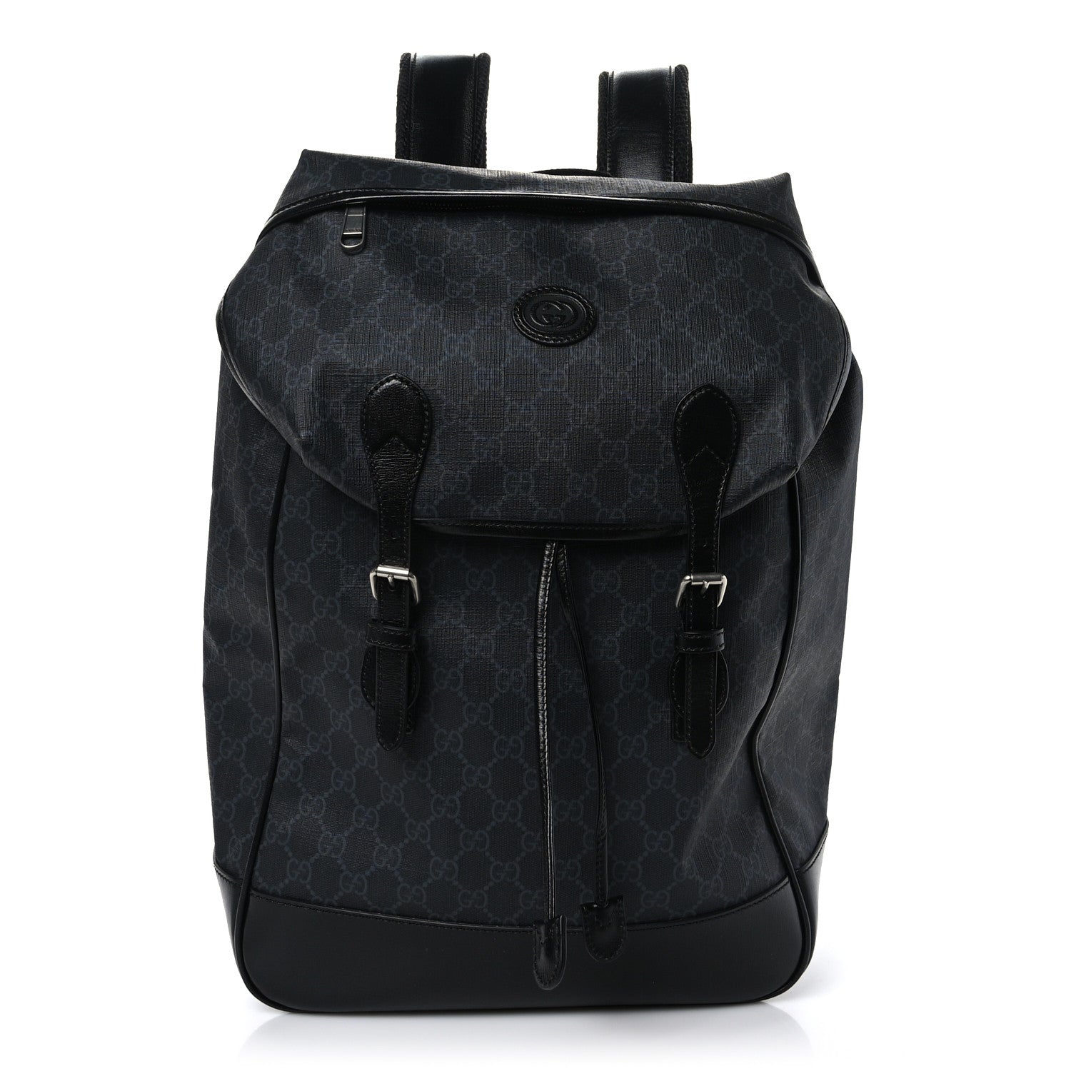 Gucci GG Supreme Monogram Azalea Calfskin Medium Retro Interlocking G Backpack Black 1 of 11