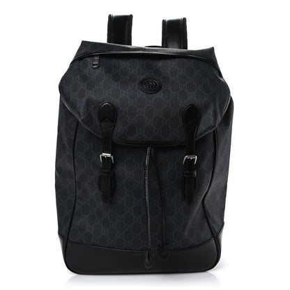 Gucci GG Supreme Monogram Azalea Calfskin Medium Retro Interlocking G Backpack Black 1 of 11