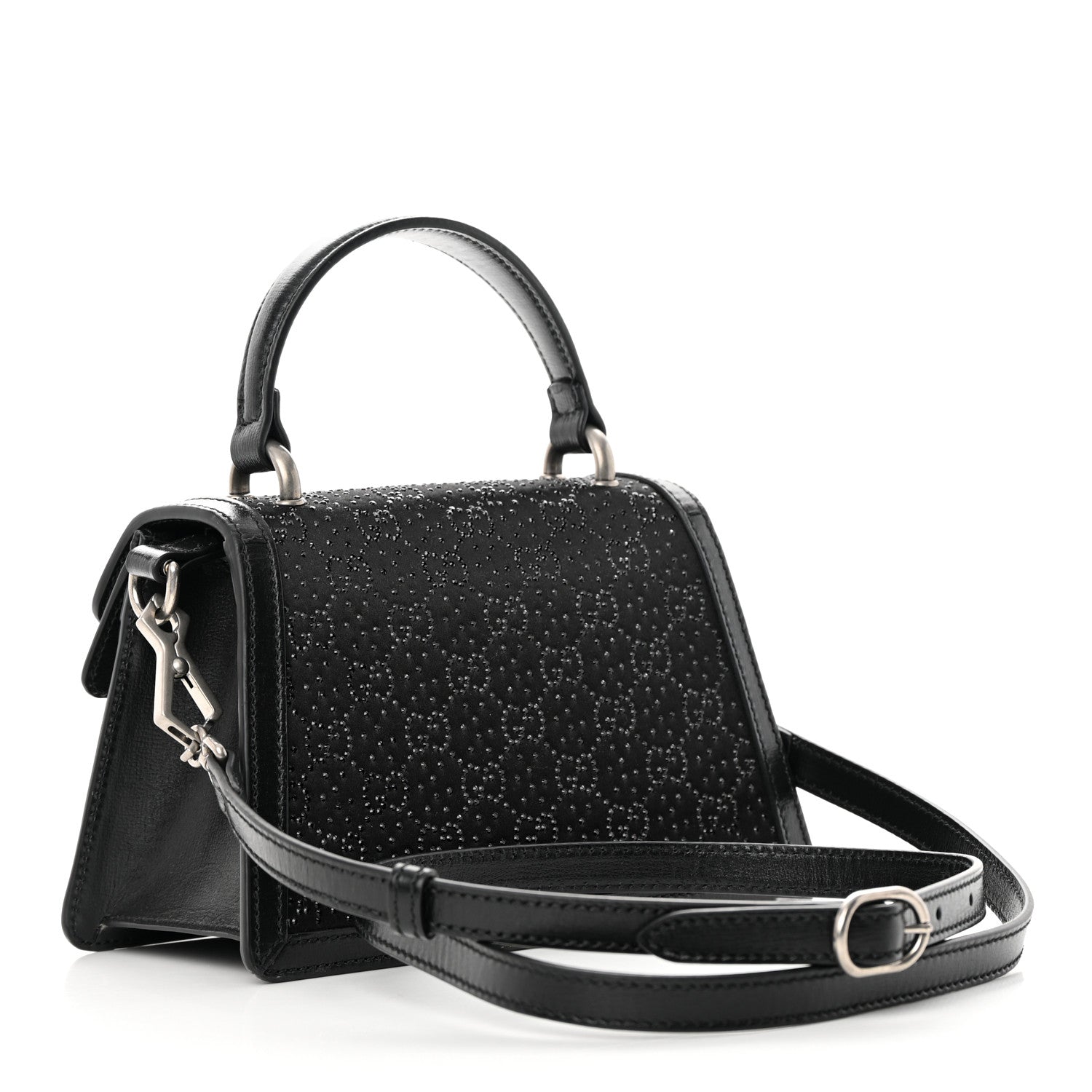 Gucci Satin Crystal GG Monogram Mini Dionysus Top Handle Bag Black 3 of 15