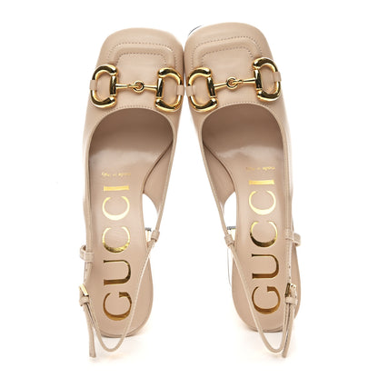 Gucci Malaga Kid Horsebit 75mm Slingback Pumps 35 Skin Rose 2 of 9