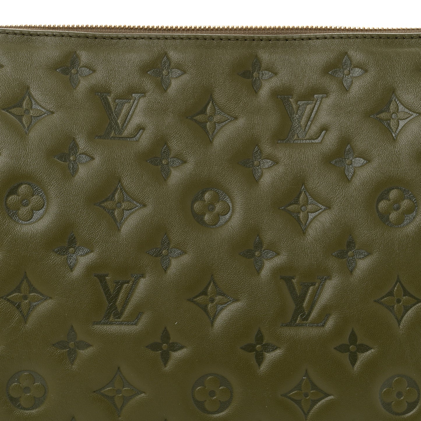 Lambskin Embossed Monogram Coussin MM Khaki