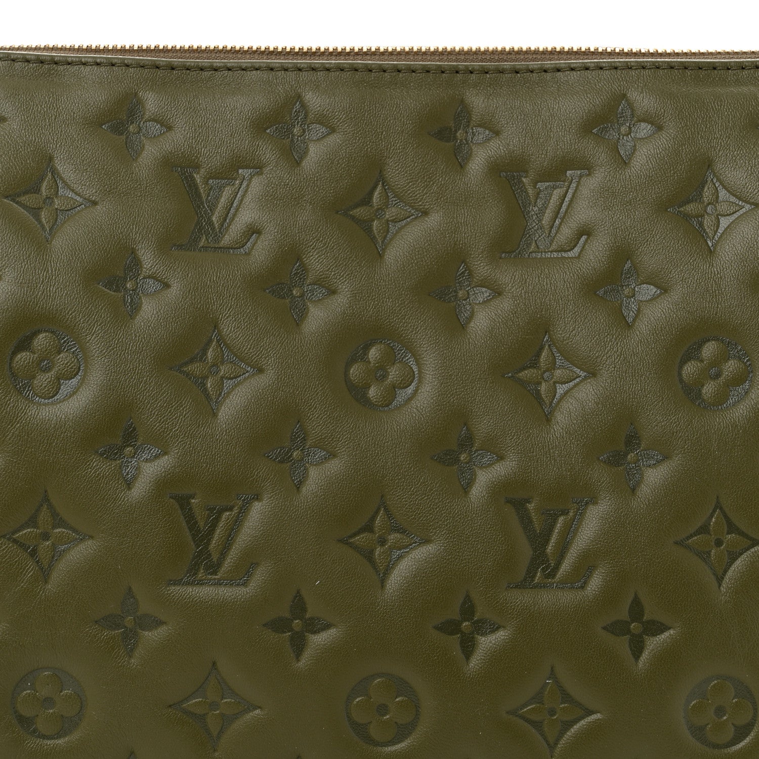 Louis Vuitton Lambskin Embossed Monogram Coussin MM Khaki 9 of 11