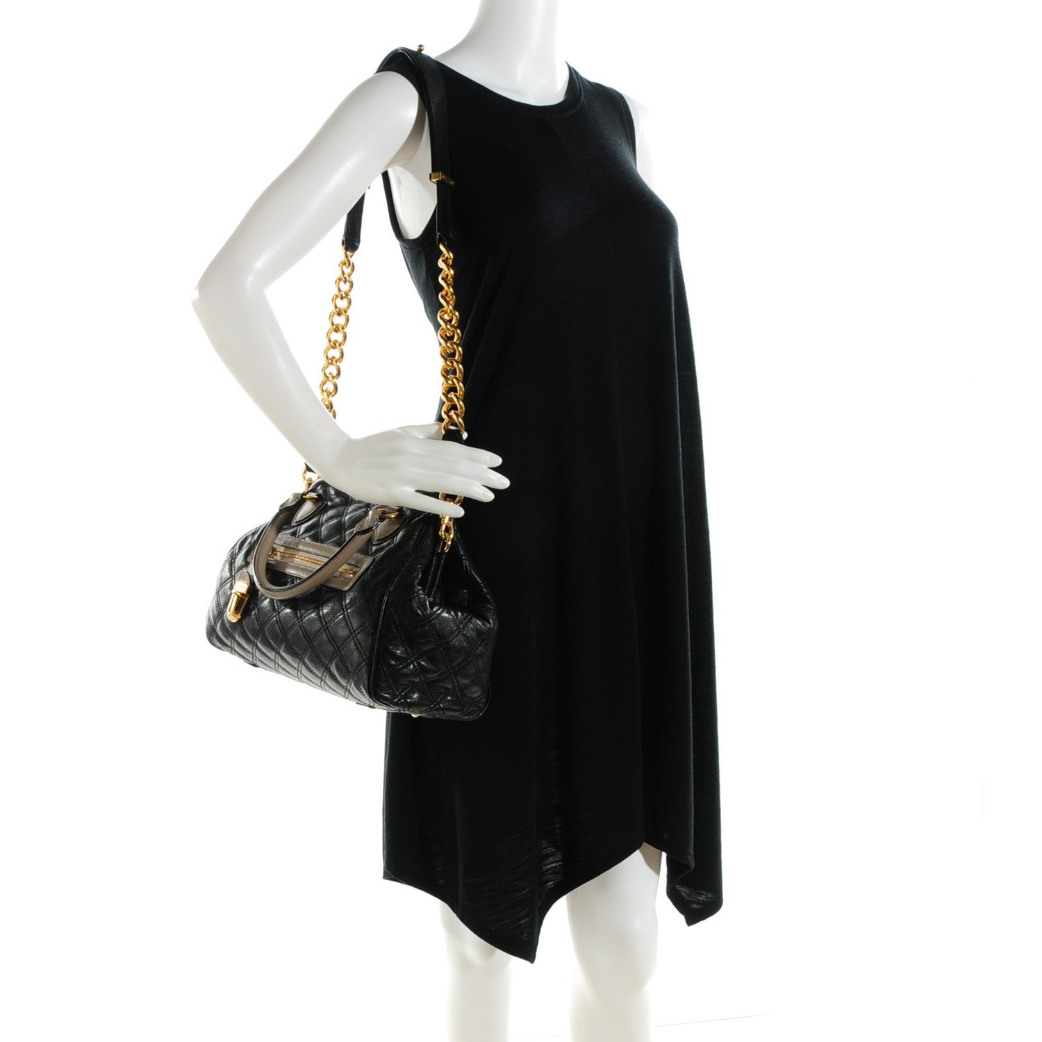 Marc Jacobs Lambskin Quilted Mini Colorblock Manhattan Stam Black Concrete 4 of 11