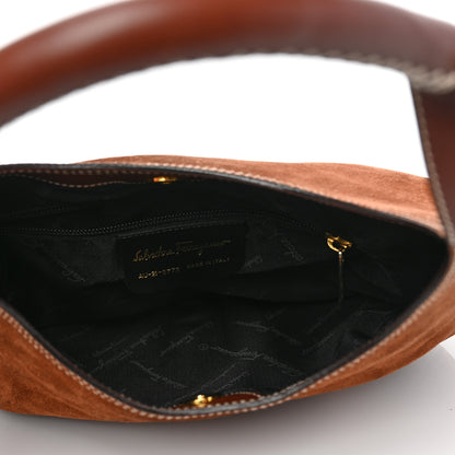 Salvatore Ferragamo Suede Stitched Hobo Brown 4 of 8