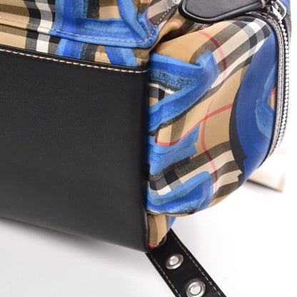 Burberry Vintage Check Graffiti Print Medium Rucksack Backpack Blue Antique Yellow 9 of 9