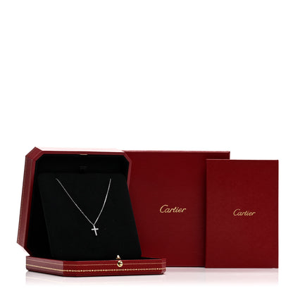 Cartier 18K White Gold Diamond Symbols Cross Pendant Necklace 5 of 5