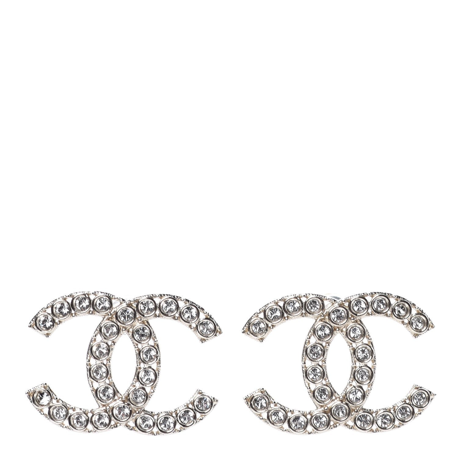 Chanel Crystal CC Earrings Gold 1 of 6